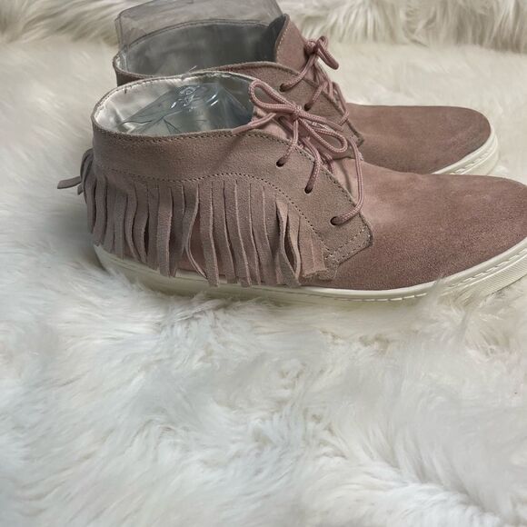 ASOS made in Italy leather suede light pink lace up fringe ankle boots EUR SZ41 - Picture 4 of 14